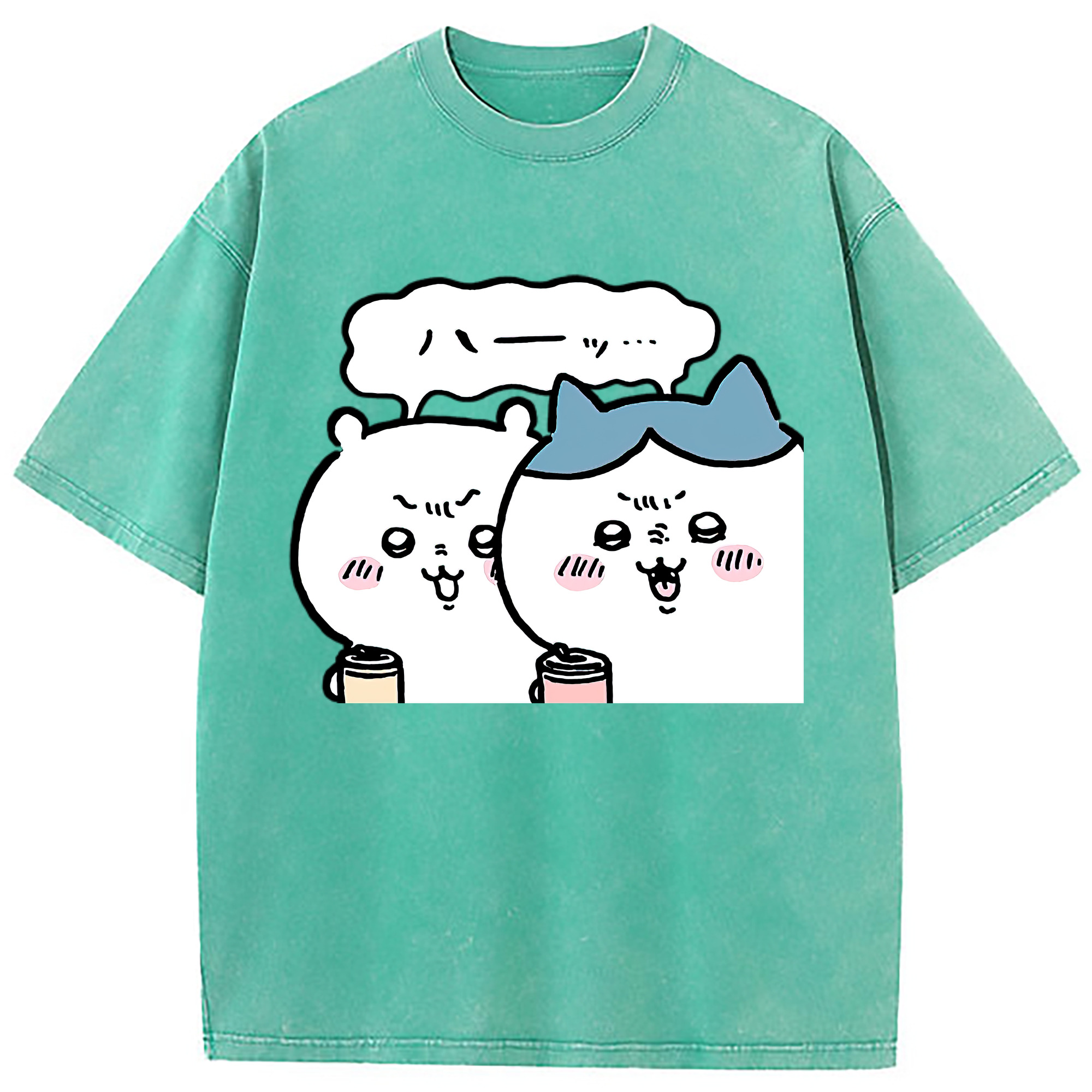 （画像用） ちいかわ ハチワレ Chii-kawa hachiware 綿100% ヴィンテージ風 半袖Tシャツ（フロントプリント）